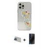 MARSİLYAN™- iPhone 13 Pro Max Kılıf Eksen Asil Prime - Siyah 3D Antistatik Hayalet Cam Ekran Koruyucu + Rainbow Kamera Lens Koruma Cam - MI