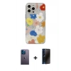 MARSİLYAN™- iPhone 13 Pro Max Kılıf Eksen Asil Prime - Siyah 3D Antistatik Hayalet Cam Ekran Koruyucu + Neon Fosforlu Kamera Lens - MI