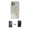 MARSİLYAN™- iPhone 13 Pro Max Kılıf Eksen Asil Prime - Siyah 3D Antistatik Hayalet Cam Ekran Koruyucu + Neon Fosforlu Kamera Lens - MI