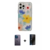MARSİLYAN™- iPhone 13 Pro Max Kılıf Eksen Asil Prime - Siyah 3D Antistatik Hayalet Cam Ekran Koruyucu + Neon Fosforlu Kamera Lens - MI