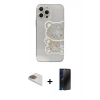 MARSİLYAN™- iPhone 13 Pro Max Kılıf Eksen Asil Prime - Siyah 3D Antistatik Hayalet Cam Ekran Koruyucu + Pers Alüminyum Kamera Lens - GD