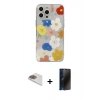 MARSİLYAN™- iPhone 13 Pro Max Kılıf Eksen Asil Prime - Siyah 3D Antistatik Hayalet Cam Ekran Koruyucu + Pers Alüminyum Kamera Lens - GD