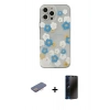 MARSİLYAN™- iPhone 13 Pro Max Kılıf Eksen Asil Prime - Siyah 3D Antistatik Hayalet Cam Ekran Koruyucu + Renkli Kamera Lens Koruma Cam - PE