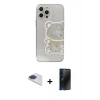 MARSİLYAN™- iPhone 13 Pro Max Kılıf Eksen Asil Prime - Siyah 3D Antistatik Hayalet Cam Ekran Koruyucu + Pers Alüminyum Kamera Lens - LT