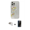 MARSİLYAN™- iPhone 13 Pro Max Kılıf Eksen Asil Prime - Siyah 3D Antistatik Hayalet Cam Ekran Koruyucu + Pers Alüminyum Kamera Lens - GD