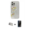 MARSİLYAN™- iPhone 13 Pro Max Kılıf Eksen Asil Prime - Siyah 3D Antistatik Hayalet Cam Ekran Koruyucu + Rainbow Kamera Lens Koruma Cam - MR