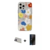 MARSİLYAN™- iPhone 13 Pro Max Kılıf Eksen Asil Prime - Siyah 3D Antistatik Hayalet Cam Ekran Koruyucu + Rainbow Kamera Lens Koruma Cam - MR