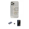 MARSİLYAN™- iPhone 13 Pro Max Kılıf Eksen Asil Prime - Siyah 3D Antistatik Hayalet Cam Ekran Koruyucu + Renkli Kamera Lens Koruma Cam - MI