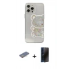 MARSİLYAN™- iPhone 13 Pro Max Kılıf Eksen Asil Prime - Siyah 3D Antistatik Hayalet Cam Ekran Koruyucu + Renkli Kamera Lens Koruma Cam - SI