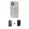 MARSİLYAN™- iPhone 13 Pro Max Kılıf Eksen Asil Prime - Siyah 3D Antistatik Hayalet Cam Ekran Koruyucu + Neon Fosforlu Kamera Lens - YL