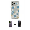 MARSİLYAN™- iPhone 13 Pro Max Kılıf Eksen Asil Prime - Siyah 3D Antistatik Hayalet Cam Ekran Koruyucu + Neon Fosforlu Kamera Lens - YL