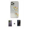 MARSİLYAN™- iPhone 13 Pro Max Kılıf Eksen Asil Prime - Siyah 3D Antistatik Hayalet Cam Ekran Koruyucu + Neon Fosforlu Kamera Lens - YL