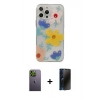 MARSİLYAN™- iPhone 13 Pro Max Kılıf Eksen Asil Prime - Siyah 3D Antistatik Hayalet Cam Ekran Koruyucu + Neon Fosforlu Kamera Lens - YL