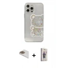 MARSİLYAN™- iPhone 13 Pro Max Kılıf Eksen Asil Prime - Siyah Bilvis 3D Cam Ekran Koruyucu + Gold Pers Alüminyum Kamera Lens