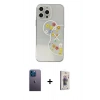 MARSİLYAN™- iPhone 13 Pro Max Kılıf Eksen Asil Prime - Siyah Bilvis 3D Cam Ekran Koruyucu + Mavi Neon Fosforlu Kamera Lens