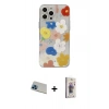MARSİLYAN™- iPhone 13 Pro Max Kılıf Eksen Asil Prime - Siyah Bilvis 3D Cam Ekran Koruyucu + Mavi Rainbow Kamera Lens Koruma Cam