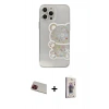 MARSİLYAN™- iPhone 13 Pro Max Kılıf Eksen Asil Prime - Siyah Bilvis 3D Cam Ekran Koruyucu + Rainbow Kamera Lens Koruma Cam - KI