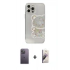 MARSİLYAN™- iPhone 13 Pro Max Kılıf Eksen Asil Prime - Siyah Bilvis 3D Mat Cam Ekran Koruyucu + Neon Fosforlu Kamera Lens - BZ