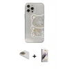 MARSİLYAN™- iPhone 13 Pro Max Kılıf Eksen Asil Prime - Siyah Bilvis 3D Mat Cam Ekran Koruyucu + Gold Pers Alüminyum Kamera Lens