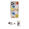 MARSİLYAN™- iPhone 13 Pro Max Kılıf Eksen Asil Prime - Siyah Bilvis 3D Mat Cam Ekran Koruyucu + Kırmızı Rainbow Kamera Lens Koruma Cam