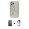 MARSİLYAN™- iPhone 13 Pro Max Kılıf Eksen Asil Prime - Siyah Bilvis 5in1 3D Magic Cam Ekran Koruyucu + Neon Fosforlu Kamera Lens - BZ