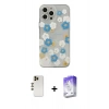 MARSİLYAN™- iPhone 13 Pro Max Kılıf Eksen Asil Prime - Siyah Bilvis 5in1 3D Magic Cam Ekran Koruyucu + Shine Kamera Lens - GD