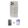 MARSİLYAN™- iPhone 13 Pro Max Kılıf Eksen Asil Prime - Siyah Bilvis 5in1 3D Magic Cam Ekran Koruyucu + Neon Fosforlu Kamera Lens - YL
