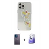 MARSİLYAN™- iPhone 13 Pro Max Kılıf Eksen Asil Prime - Siyah Bilvis 5in1 5D Magic Hayalet Cam Ekran Koruyucu + Neon Fosforlu Kamera Lens - MI