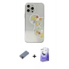 MARSİLYAN™- iPhone 13 Pro Max Kılıf Eksen Asil Prime - Siyah Bilvis 5in1 5D Magic Hayalet Cam Ekran Koruyucu + Kırmızı Metal Kamera Lens Koruma Cam