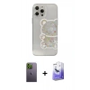 MARSİLYAN™- iPhone 13 Pro Max Kılıf Eksen Asil Prime - Siyah Bilvis 5in1 5D Magic Hayalet Cam Ekran Koruyucu + Neon Fosforlu Kamera Lens - YL