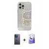 MARSİLYAN™- iPhone 13 Pro Max Kılıf Eksen Asil Prime - Siyah Bilvis 5in1 5D Magic Hayalet Cam Ekran Koruyucu + Neon Fosforlu Kamera Lens - MI