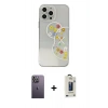 MARSİLYAN™- iPhone 13 Pro Max Kılıf Eksen Asil Prime - Siyah Bilvis Hayalet Cam Ekran Koruyucu + Neon Fosforlu Kamera Lens - BZ