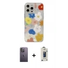 MARSİLYAN™- iPhone 13 Pro Max Kılıf Eksen Asil Prime - Siyah Bilvis Hayalet Cam Ekran Koruyucu + Neon Fosforlu Kamera Lens - BZ