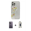 MARSİLYAN™- iPhone 13 Pro Max Kılıf Eksen Asil Prime - Siyah Bilvis Hayalet Cam Ekran Koruyucu + Neon Fosforlu Kamera Lens - BZ