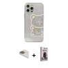 MARSİLYAN™- iPhone 13 Pro Max Kılıf Eksen Asil Prime - Siyah Bilvis Hayalet Cam Ekran Koruyucu + Gold Pers Alüminyum Kamera Lens