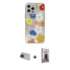 MARSİLYAN™- iPhone 13 Pro Max Kılıf Eksen Asil Prime - Siyah Bilvis Hayalet Cam Ekran Koruyucu + Rainbow Kamera Lens Koruma Cam - KI