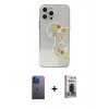 MARSİLYAN™- iPhone 13 Pro Max Kılıf Eksen Asil Prime - Siyah Bilvis Hayalet Cam Ekran Koruyucu + Neon Fosforlu Kamera Lens - MI