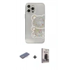 MARSİLYAN™- iPhone 13 Pro Max Kılıf Eksen Asil Prime - Siyah Bilvis Hayalet Cam Ekran Koruyucu + Renkli Kamera Lens Koruma Cam - MI