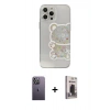 MARSİLYAN™- iPhone 13 Pro Max Kılıf Eksen Asil Prime - Siyah Bilvis Hayalet Cam Ekran Koruyucu + Neon Fosforlu Kamera Lens - BZ