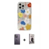 MARSİLYAN™- iPhone 13 Pro Max Kılıf Eksen Asil Prime - Siyah Bilvis Hayalet Cam Ekran Koruyucu + Neon Fosforlu Kamera Lens - BZ