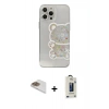MARSİLYAN™- iPhone 13 Pro Max Kılıf Eksen Asil Prime - Siyah Bilvis Hayalet Cam Ekran Koruyucu + Pers Alüminyum Kamera Lens - GD
