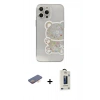 MARSİLYAN™- iPhone 13 Pro Max Kılıf Eksen Asil Prime - Siyah Bilvis Hayalet Cam Ekran Koruyucu + Renkli Kamera Lens Koruma Cam - TU