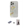 MARSİLYAN™- iPhone 13 Pro Max Kılıf Eksen Asil Prime - Siyah Bilvis Hayalet Cam Ekran Koruyucu + Renkli Kamera Lens Koruma Cam - PE