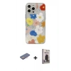 MARSİLYAN™- iPhone 13 Pro Max Kılıf Eksen Asil Prime - Siyah Bilvis Hayalet Cam Ekran Koruyucu + Renkli Kamera Lens Koruma Cam - PE