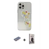 MARSİLYAN™- iPhone 13 Pro Max Kılıf Eksen Asil Prime - Siyah Bilvis Hayalet Cam Ekran Koruyucu + Renkli Kamera Lens Koruma Cam - PE