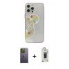 MARSİLYAN™- iPhone 13 Pro Max Kılıf Eksen Asil Prime - Siyah Bilvis Hayalet Cam Ekran Koruyucu + Neon Fosforlu Kamera Lens - YL