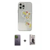 MARSİLYAN™- iPhone 13 Pro Max Kılıf Eksen Asil Prime - Siyah Bilvis Hayalet Cam Ekran Koruyucu + Neon Fosforlu Kamera Lens - YL