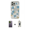 MARSİLYAN™- iPhone 13 Pro Max Kılıf Eksen Asil Prime - Siyah Bilvis Hayalet Cam Ekran Koruyucu + Neon Fosforlu Kamera Lens - YL