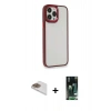 MARSİLYAN™- iPhone 13 Pro Max Kılıf Eksen Doku Prime - Şeffaf 360 Full Body Arka Koruyucu + Gold Pers Alüminyum Kamera Lens