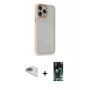 MARSİLYAN™- iPhone 13 Pro Max Kılıf Eksen Doku Prime - Şeffaf 360 Full Body Arka Koruyucu + Gold Pers Alüminyum Kamera Lens